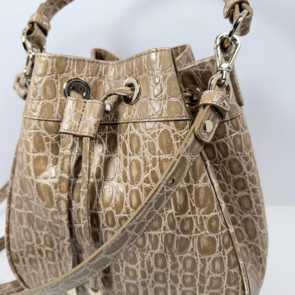 Brahmin Beige Croc-Embossed Cross-body Bag - Picture 3 of 5